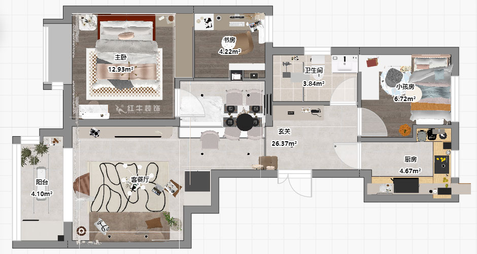 贾庭｜紫金观邸7-2-204-85㎡-现代风格｜3室2厅2卫｜老房装修｜定制家｜全包11